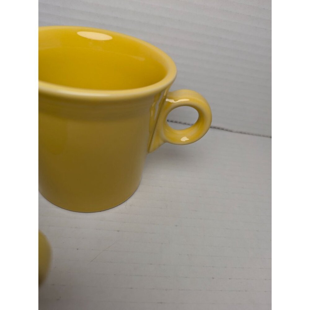 Fiesta Ware Yellow Tom & Jerry lot 3 Coffee Cup Ring handled Mug 3 1/2 in - Picture 7 of 10